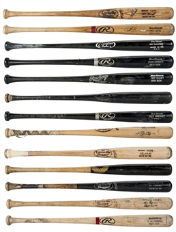 Lot of (14) Boston Red Sox Game Used Bats (3 Signed) (PSA/DNA & JSA)